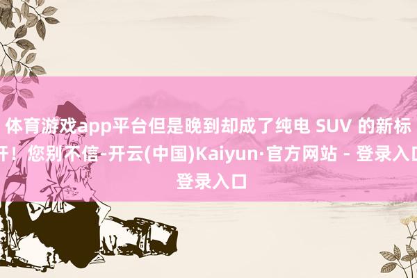 体育游戏app平台但是晚到却成了纯电 SUV 的新标杆！您别不信-开云(中国)Kaiyun·官方网站 - 登录入口