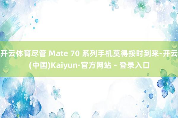 开云体育尽管 Mate 70 系列手机莫得按时到来-开云(中国)Kaiyun·官方网站 - 登录入口