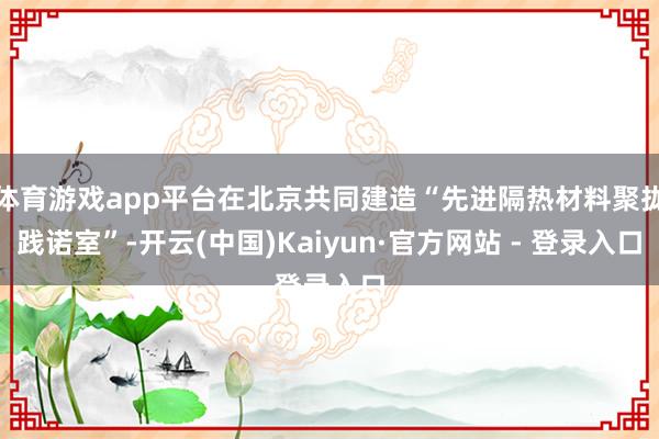 体育游戏app平台在北京共同建造“先进隔热材料聚拢践诺室”-开云(中国)Kaiyun·官方网站 - 登录入口